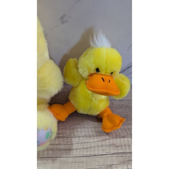 Vintage Cuddle wit duck 11" with 6" small duck set of 2 yellow orange - Picture 3 of 11